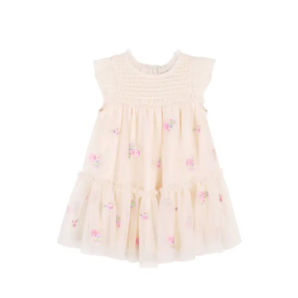 Zunie Baby Girl Pink Floral Special Occasion Dress Size 18m